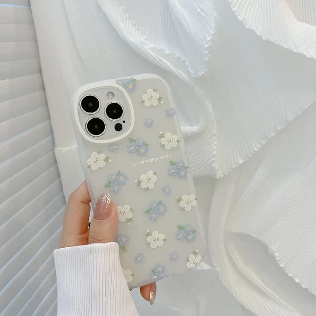 Glamorous White & Blue Flower - iPhone back cover only