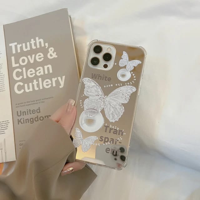 Cute Mirror Butterfly Design - iPhone Back Case Only