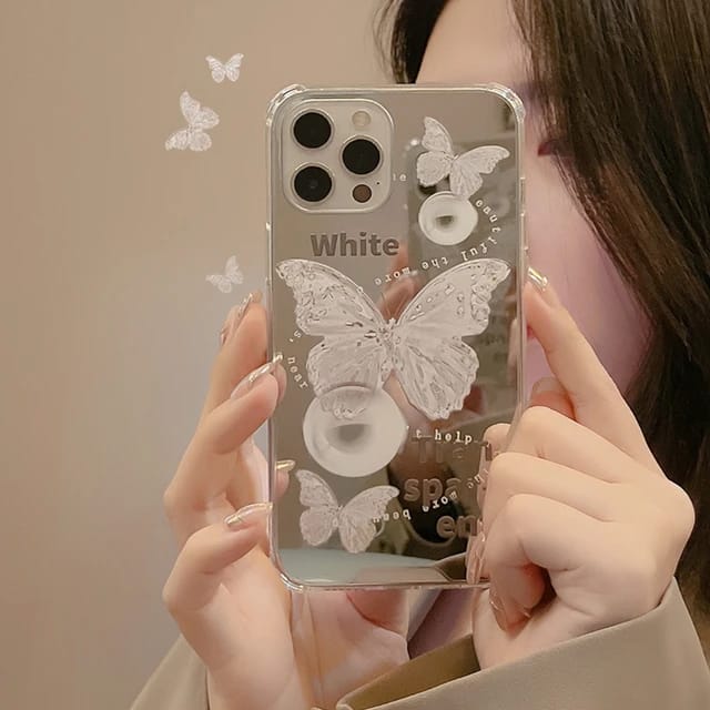 Cute Mirror Butterfly Design - iPhone Back Case Only