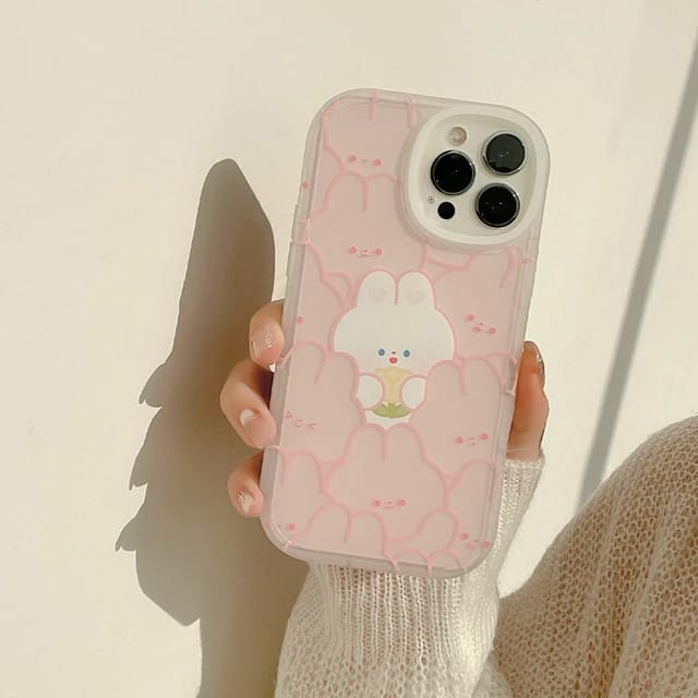 Cute Pink Rabbits Design - iPhone Back Case Only
