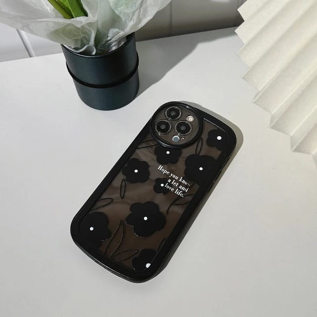 Luxury Black Flower Design - iPhone Back Case Only