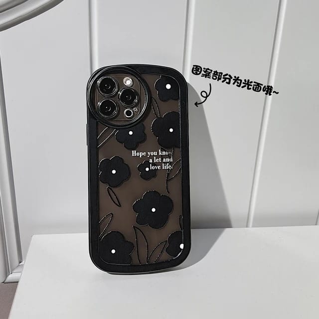 Luxury Black Flower Design - iPhone Back Case Only