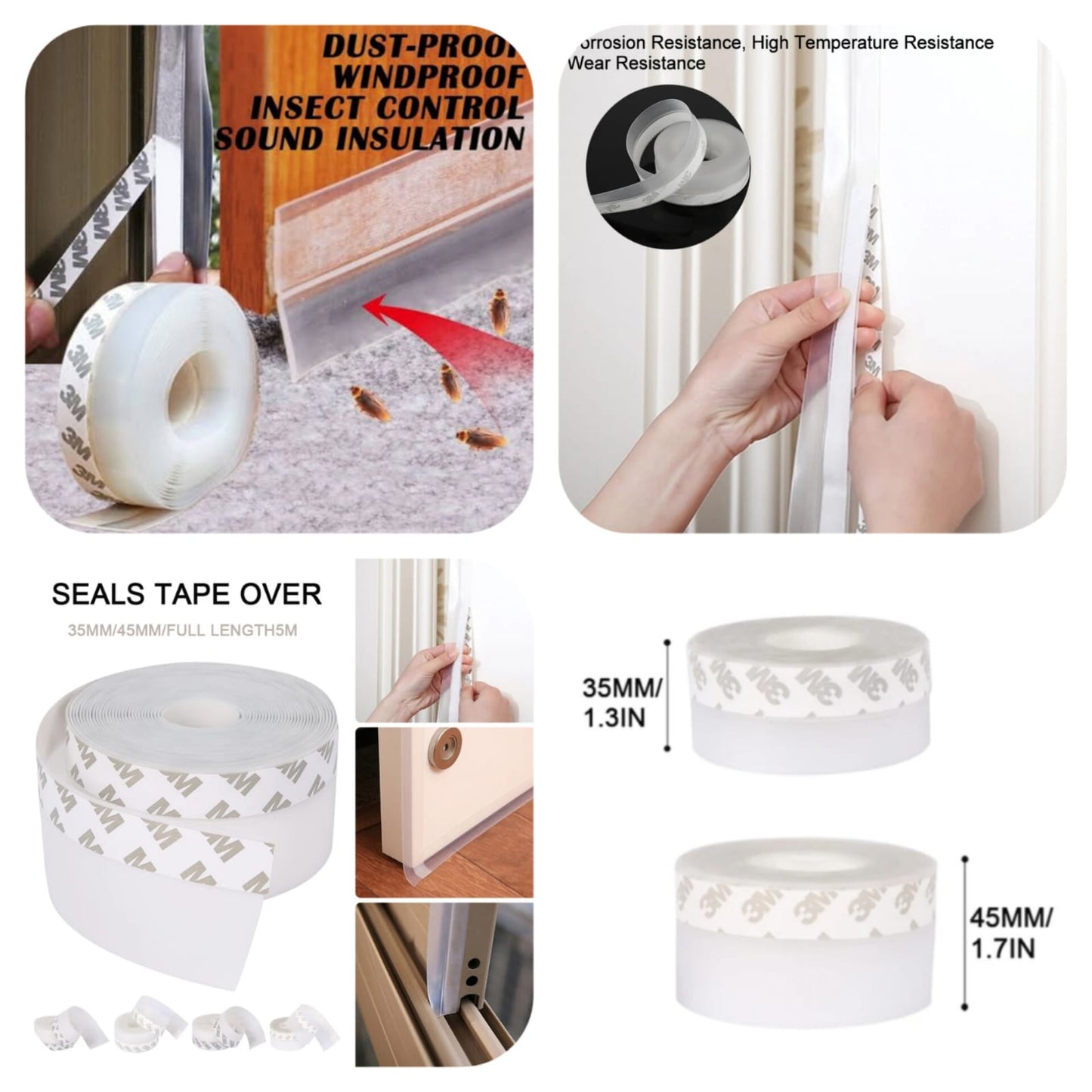 Self Adhesive Door Window Dust Insect Seal Noise Stopper Tape 1m