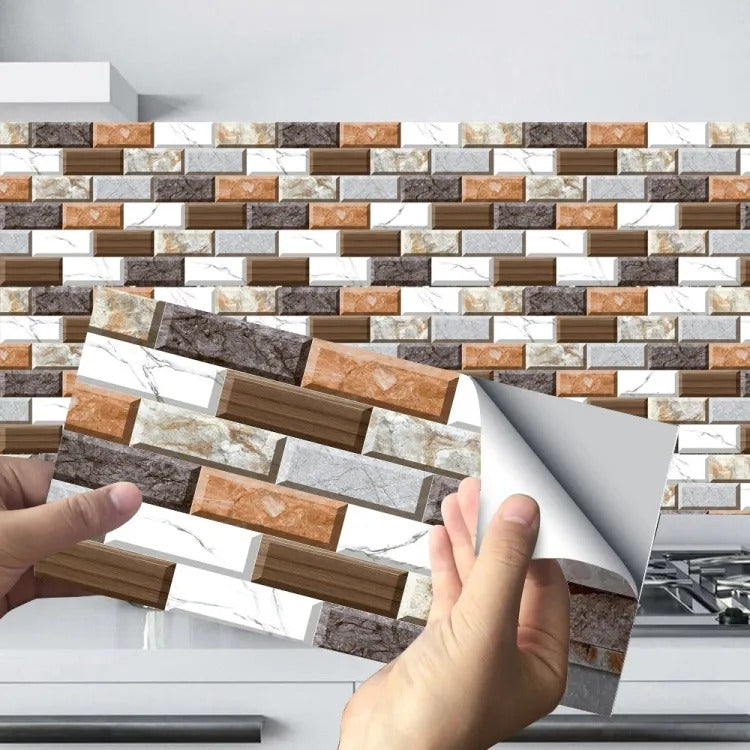 24pcs/set 3D Mosaic Design Self-Adhesive Waterproof Wall Sticker
