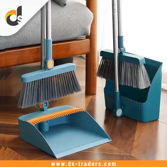 Household Broom And Dustpan with Long Steel Handle