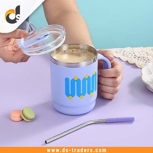 Stainless Steel Water Cup with Straw 400ML