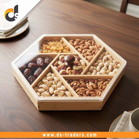 Wooden Hexagonal Serving Dry Fruits Tray