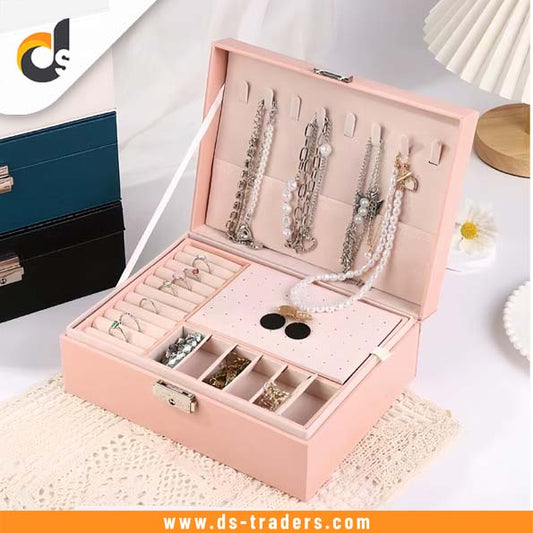 Double-Layer Leather Jewelry Storage Box