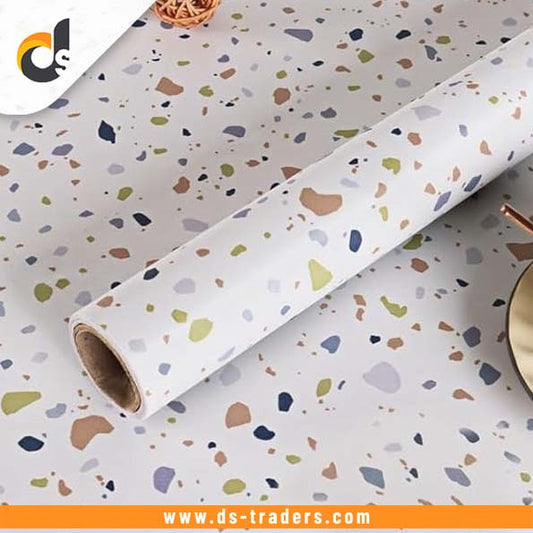 Terrazzo Pattern Marble Texture Design PVC Waterproof Sheet (60cmx200cm)