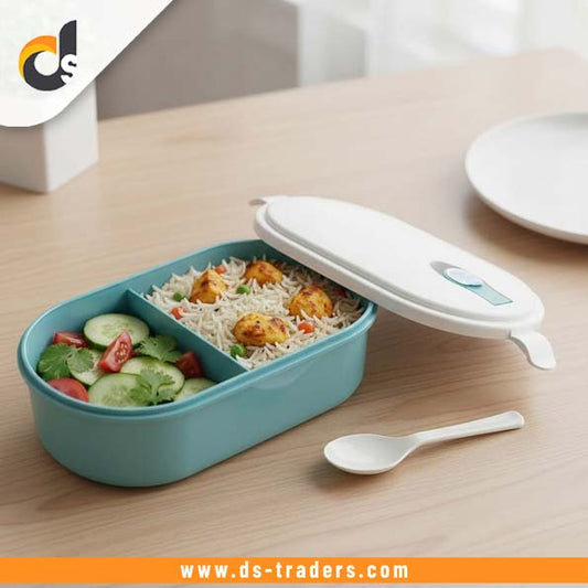 2 Compartment Plastic Lunchbox with Spoon