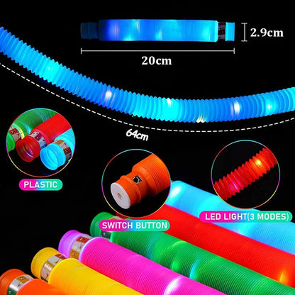 LED Flash Pop Tubes Sensory Toy Luminous Retractable Glow Stick