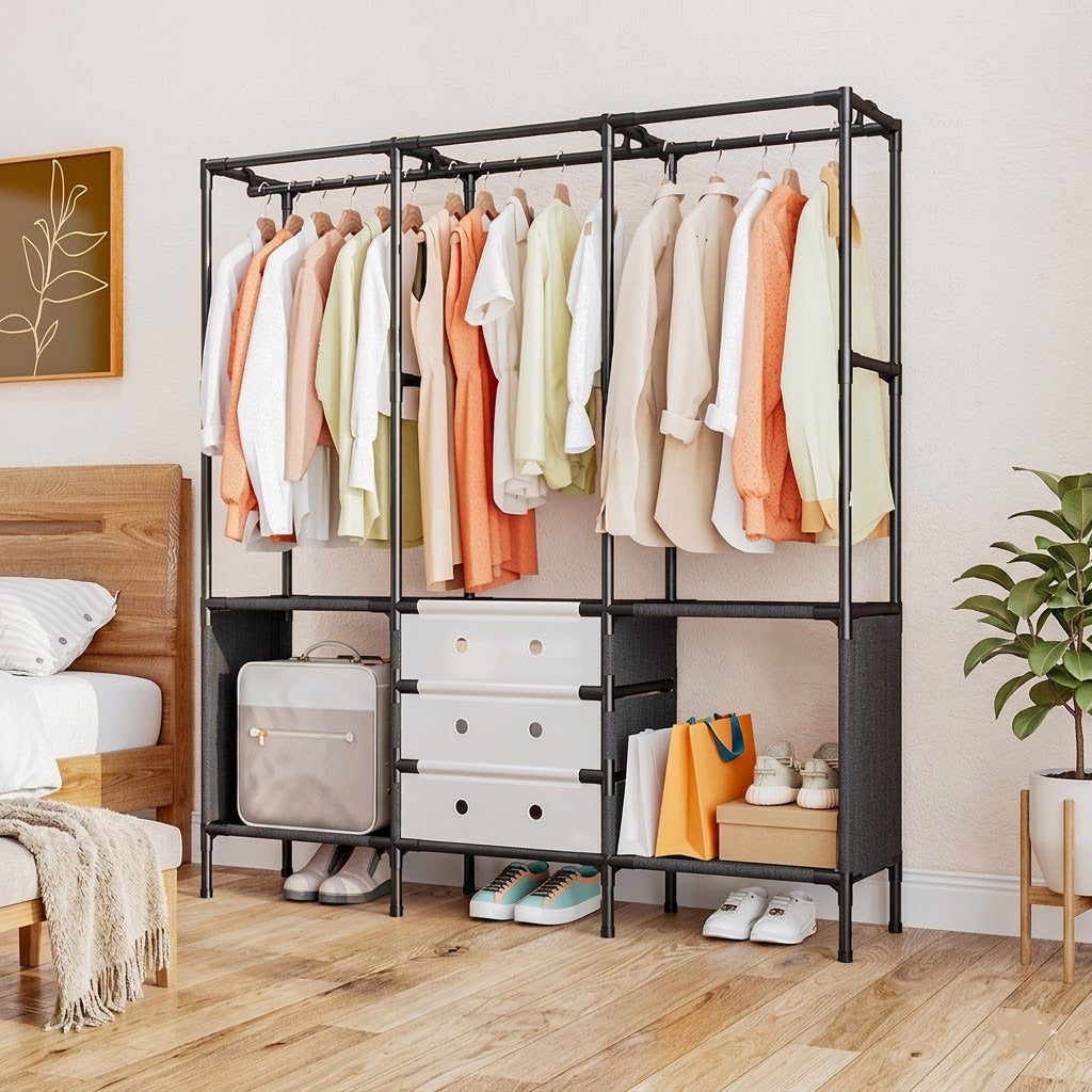 3 Row Metal Multifunctional Clothes Rack