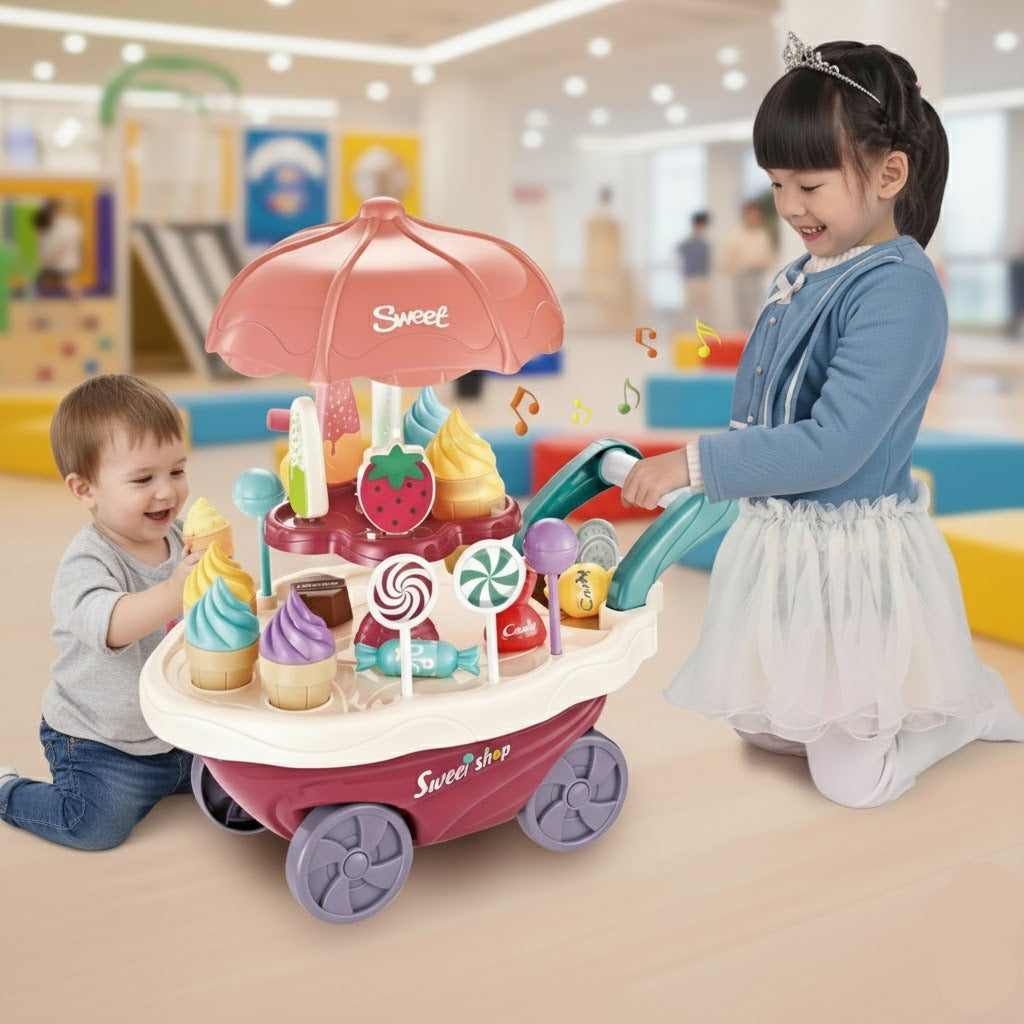 Kids Ice Cream Trolly Pretend Play Set