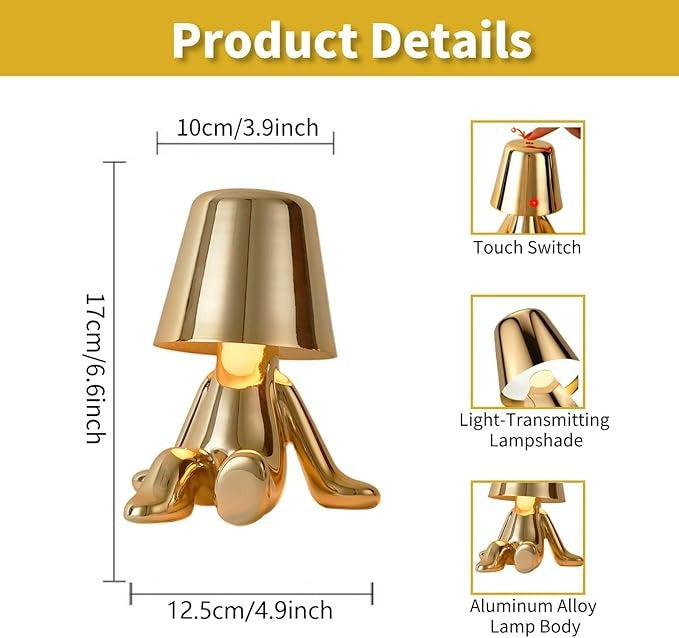 USB Rechargeable Metalic Golden Lamp