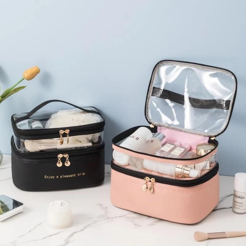 Dual-Zip Travel Cosmetic Organizer