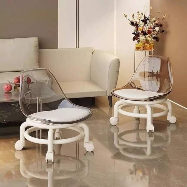 Portable Mini Acrylic Chair With Universal Wheel