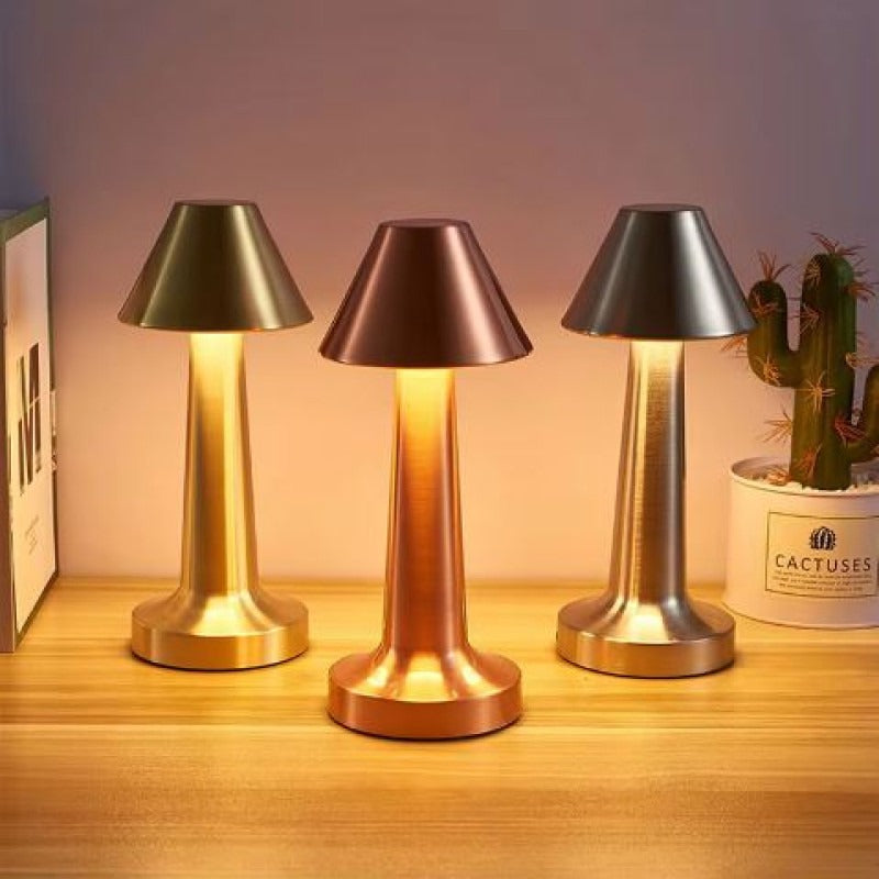 Rechargeable Metal Touch Sensor Mushroom Table Lamp