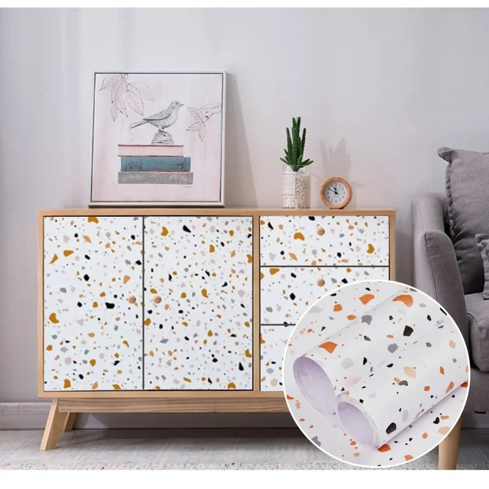 Terrazzo Pattern Marble Texture Design PVC Waterproof Sheet (60cmx200cm)