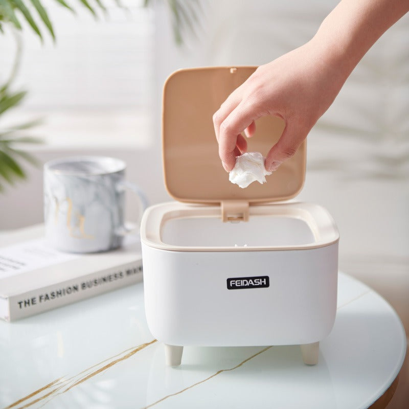 Desktop Trash Bin with Push Open Lid