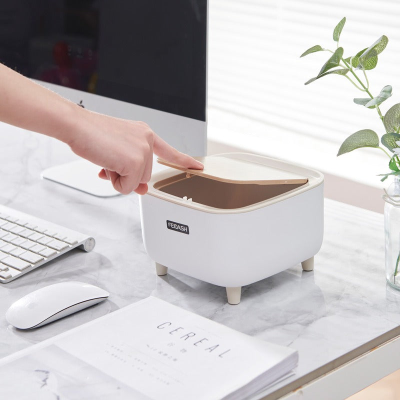 Desktop Trash Bin with Push Open Lid