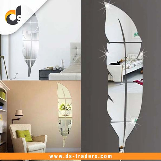 Acrylic Feather Mirror Wall Sticker (37x7 inch)