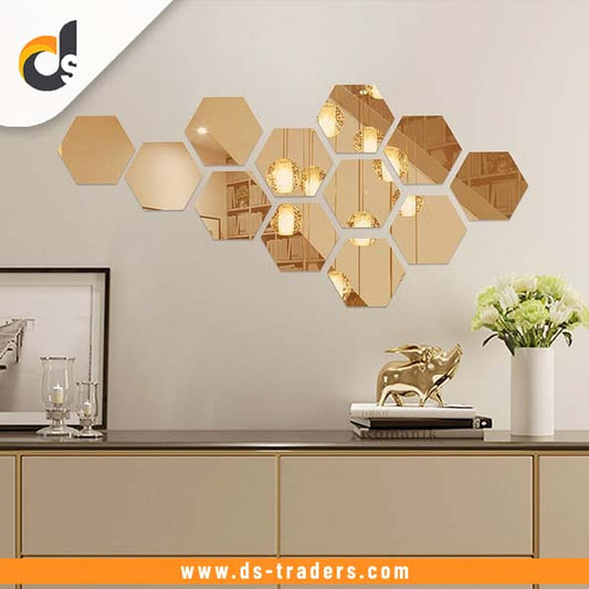 10PCs Hexagon Wall Mirror Sticker (4x4 inch)