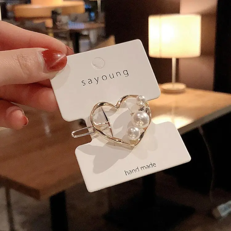 Heart Diamond & Pearl Hairpin