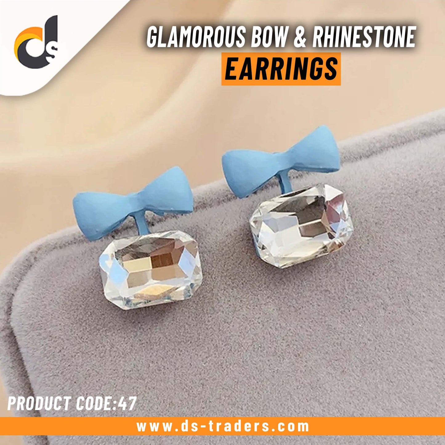 Glamorous Bow & Rhinestone Earrings