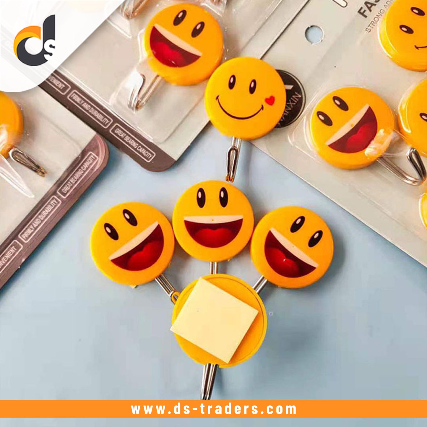 Smiley Faces Sticky Hooks 5pcs