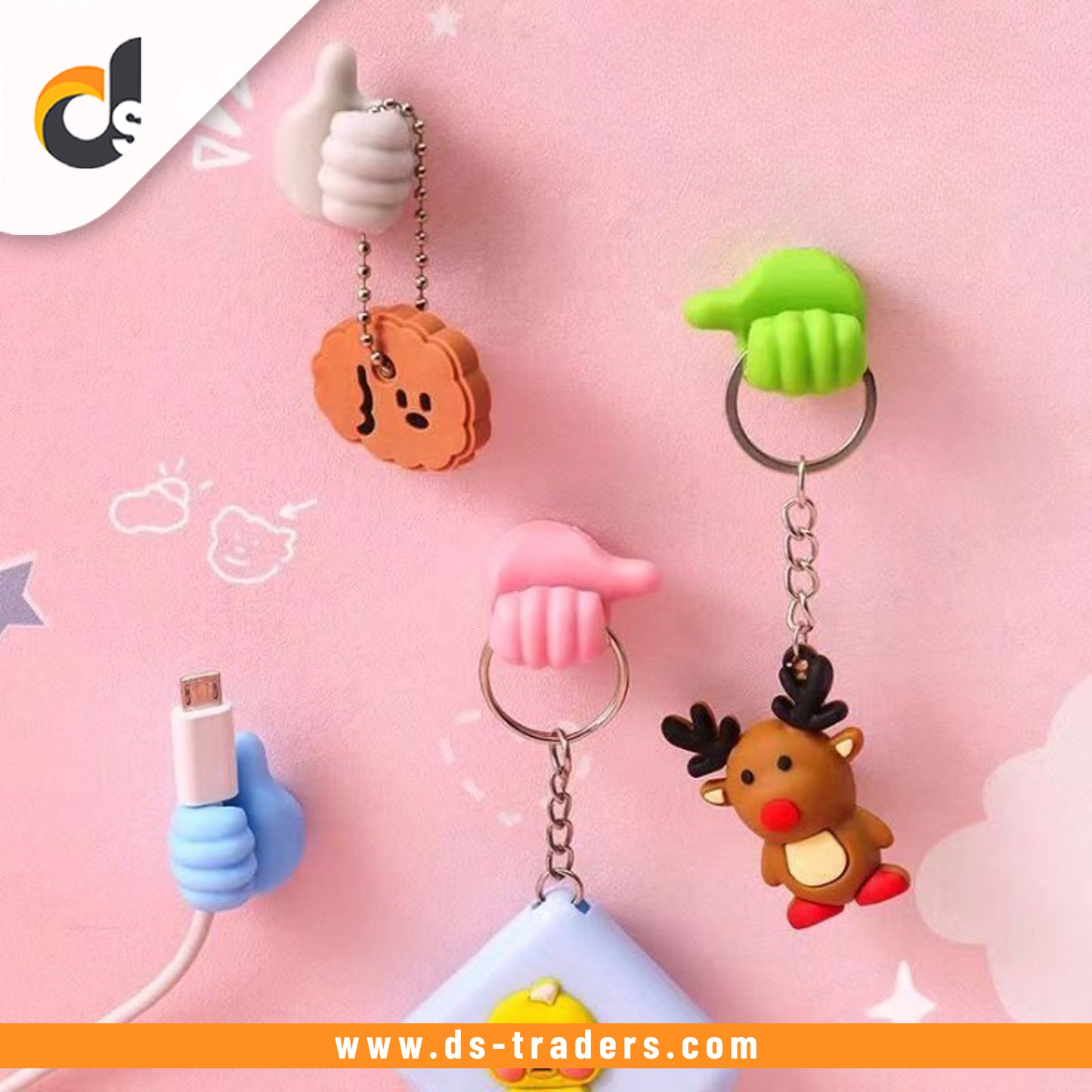 10Pcs Cute Thumbs Wire Clips Cable Holder