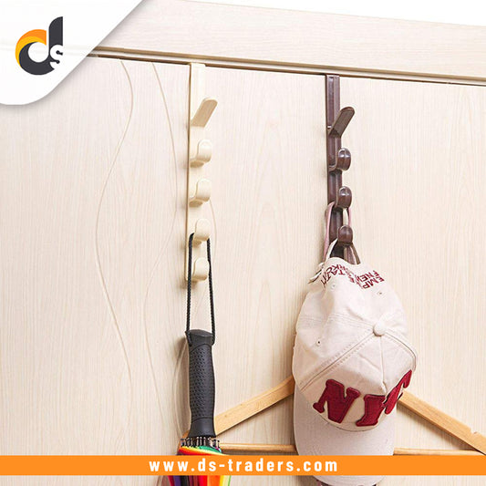 Over The Door Organizer Hanger Rack Coats Caps Clothes Holder with 5 Hooks