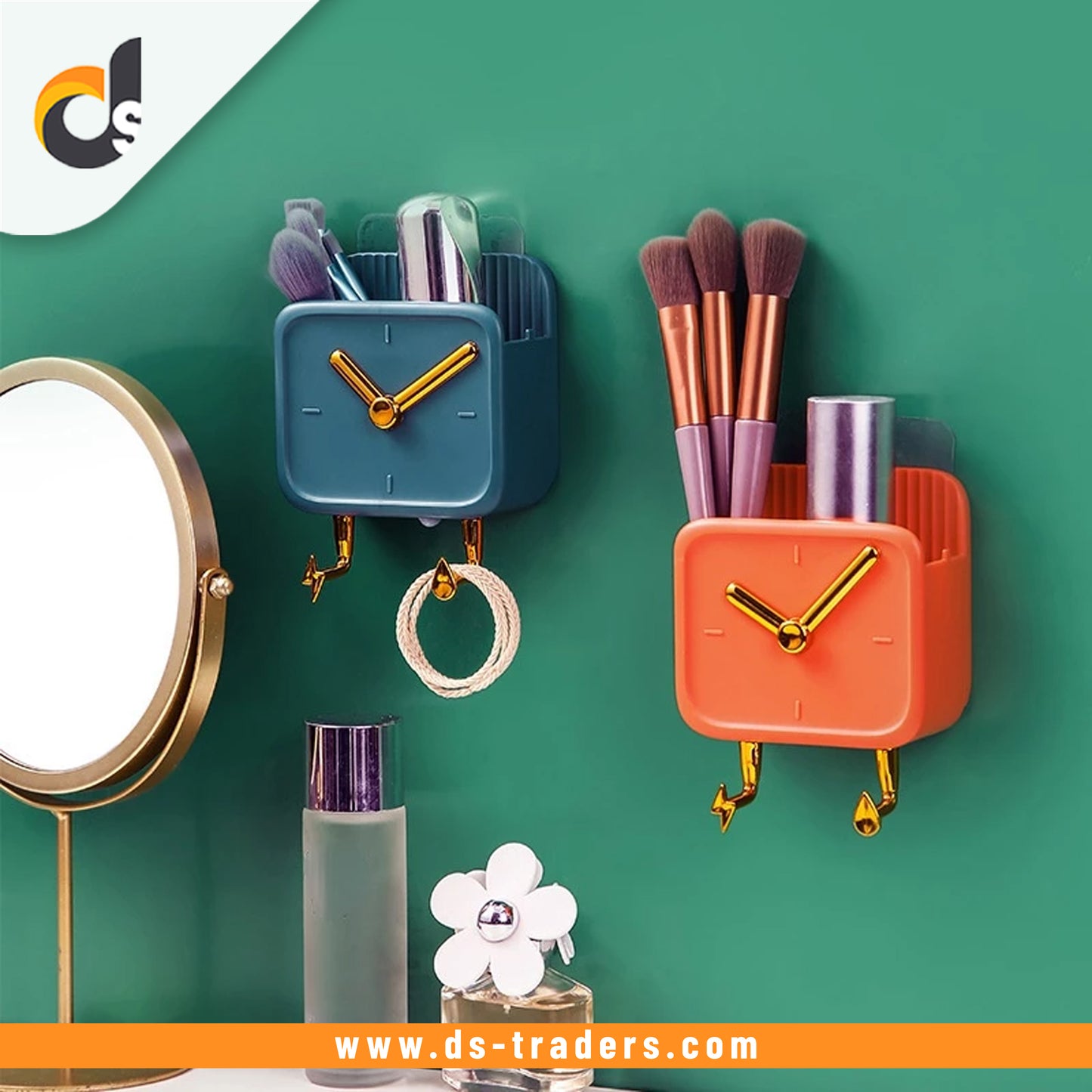 Creative Clock Wall Hanging Storage Box with Hook