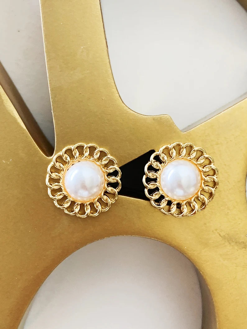 Vintage Gold & Pearl Earrings