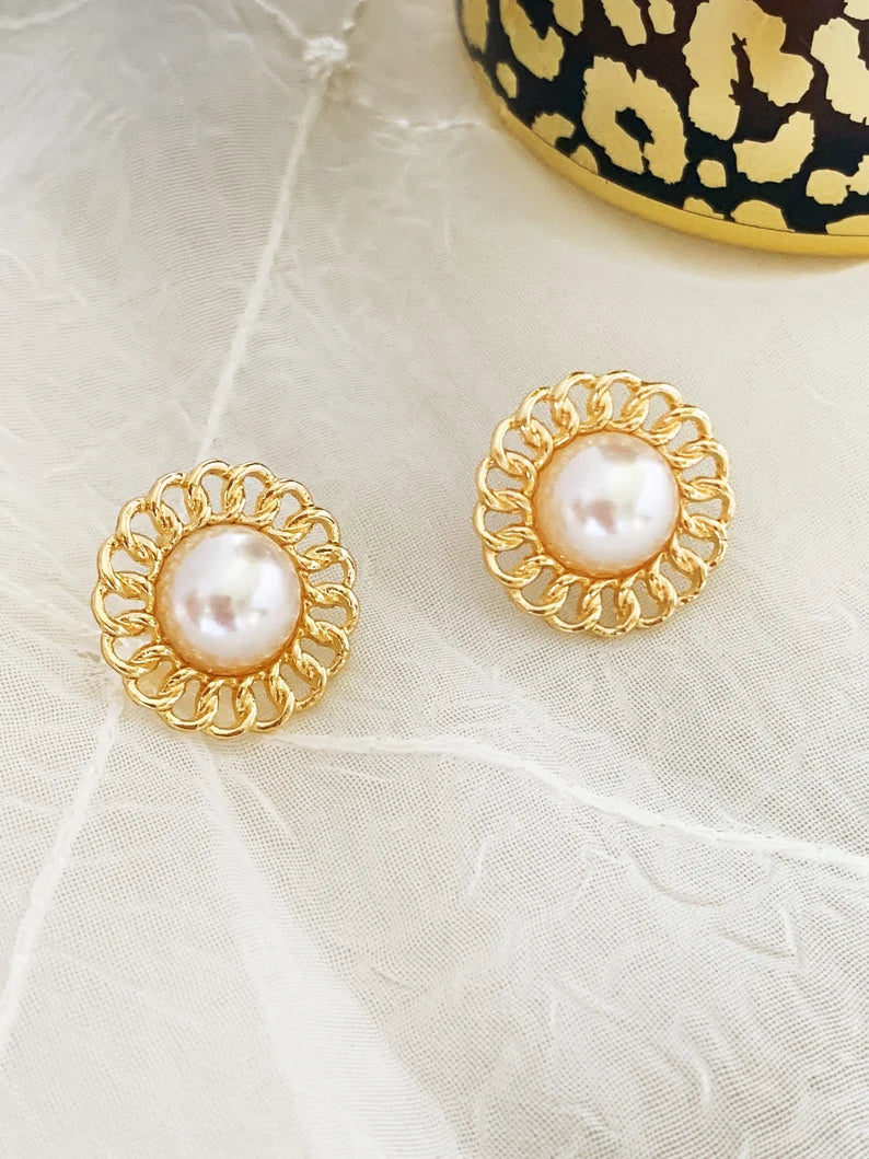 Vintage Gold & Pearl Earrings