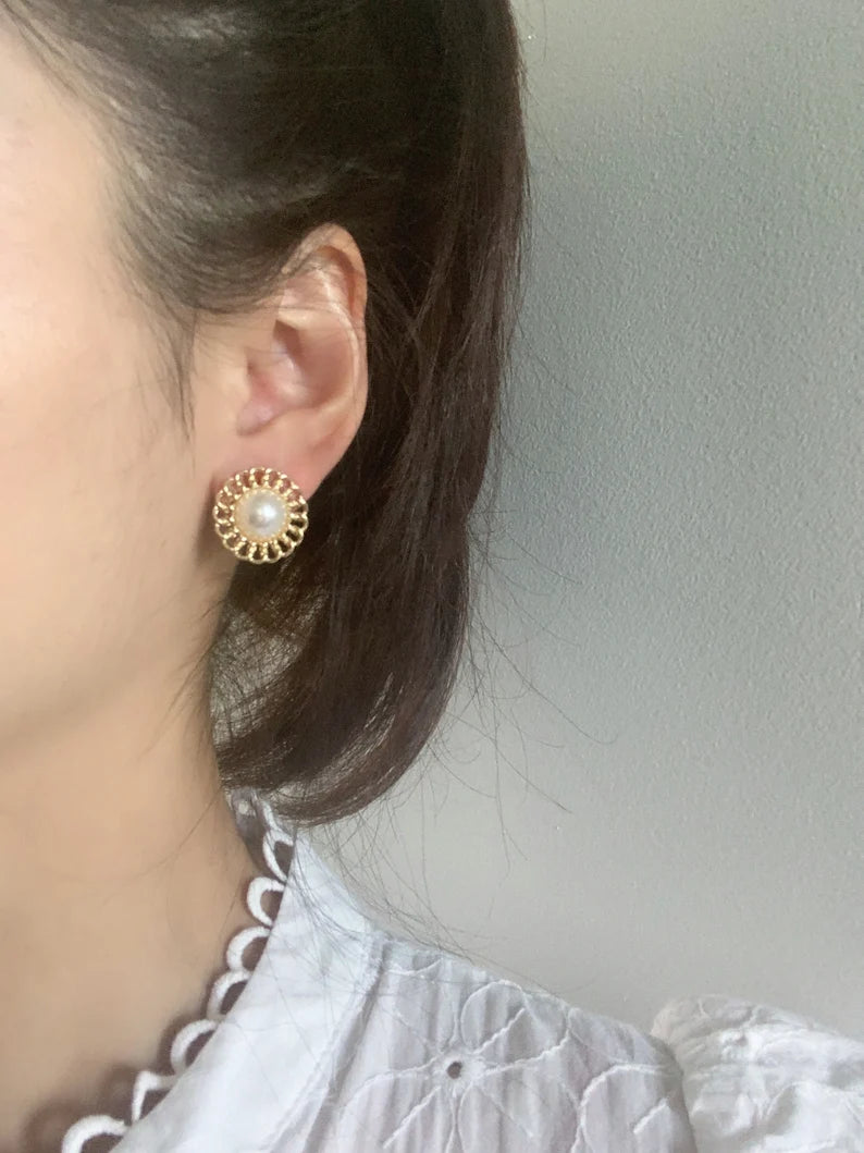 Vintage Gold & Pearl Earrings