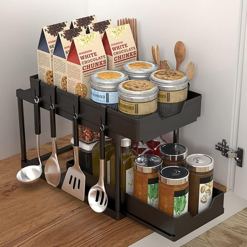 Double-Layer Multi function Sliding Storage Rack