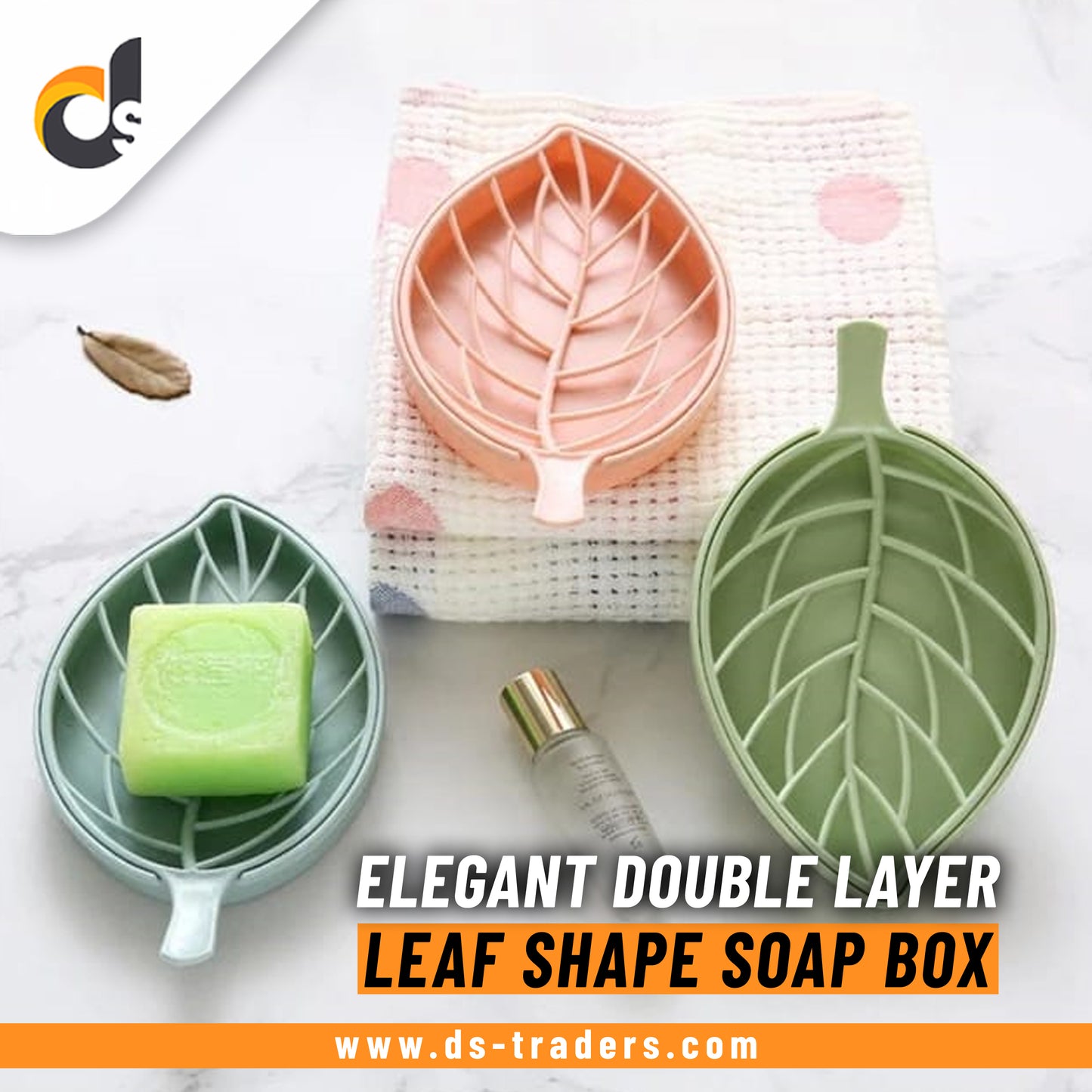 Elegant Double Layer Leaf Shape Soap Box
