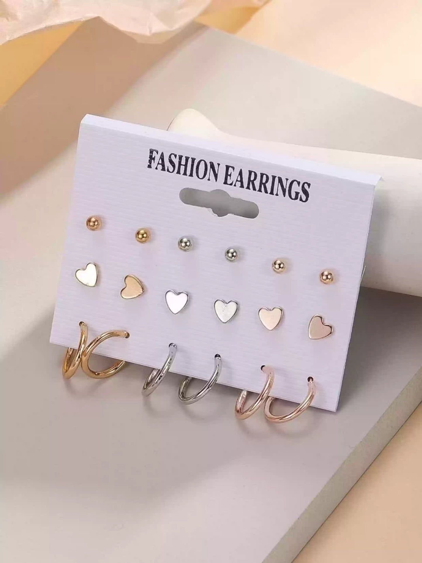 9 Pair Geometry Stud Earrings
