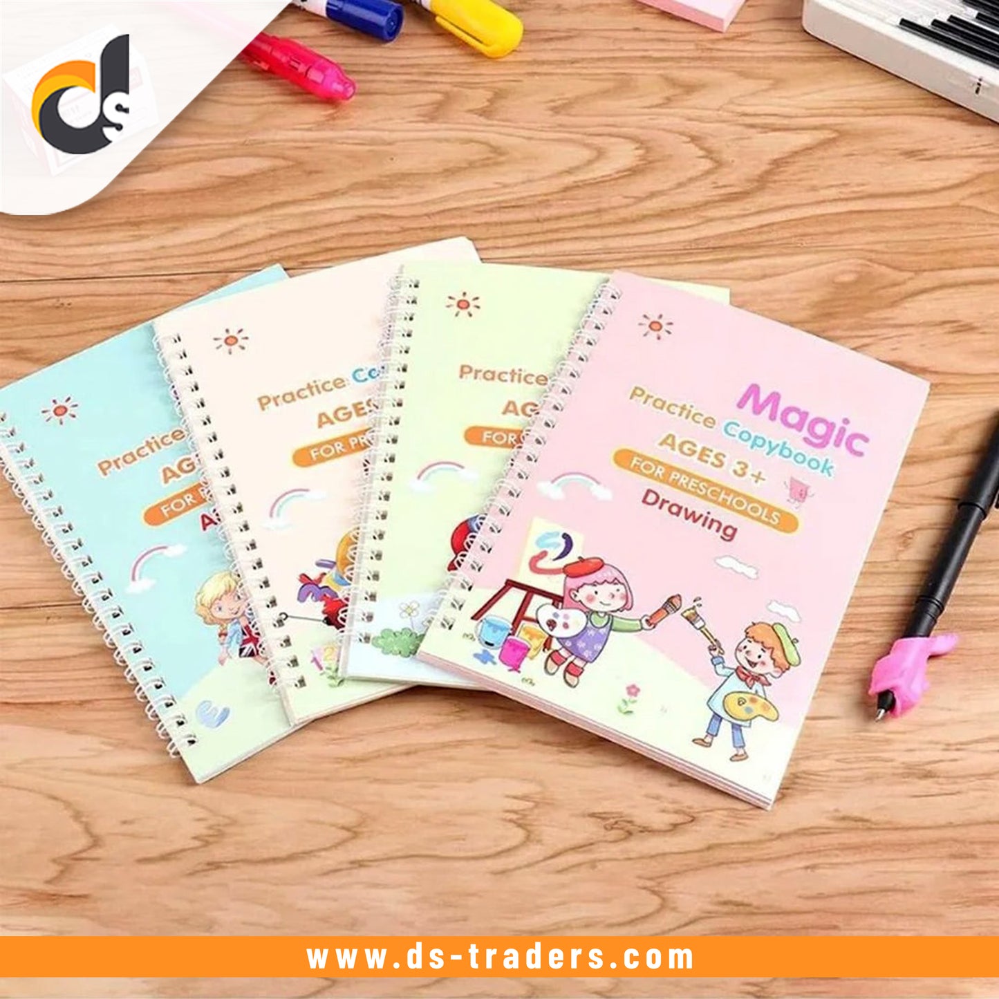 Sank Magic Practice Copybook Pen Preschools Kids 4-Pcs