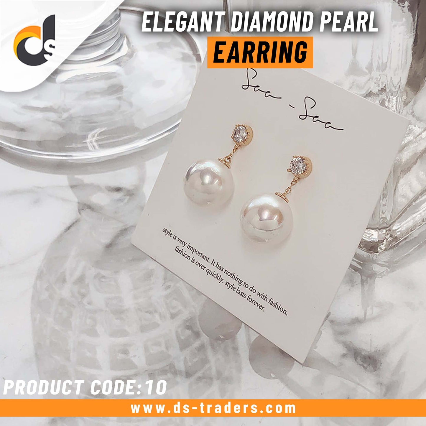 Elegant Diamond Pearl Earrings