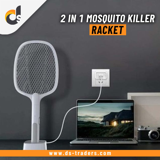 2 In 1 Electric Portable Mosquito Swatter Racket USB Rechargeable