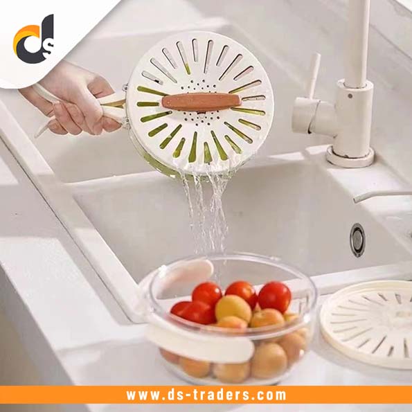 Multifunctional Fruit and Veggie Washing Bowl With Lid