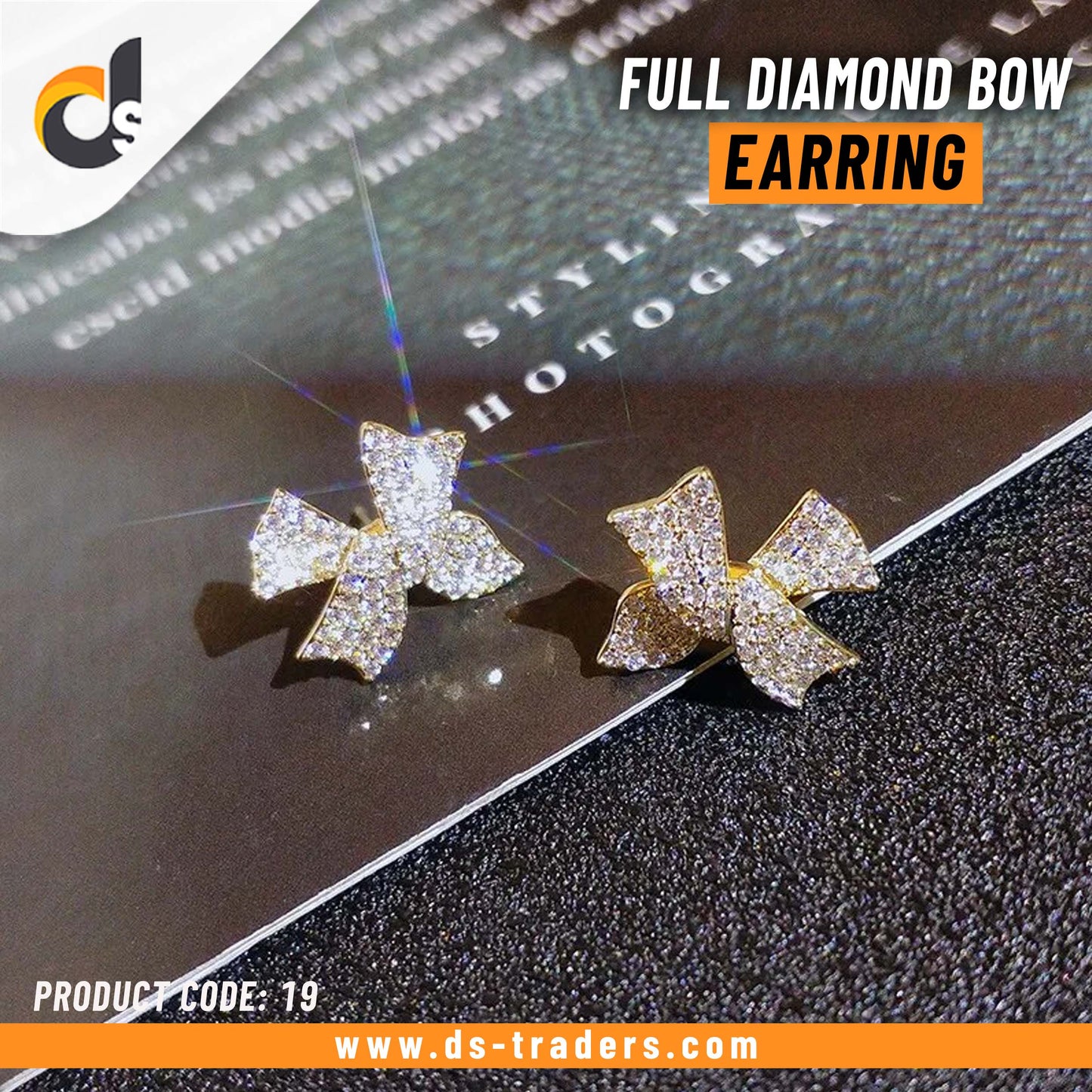Full Diamond Bow Earrings