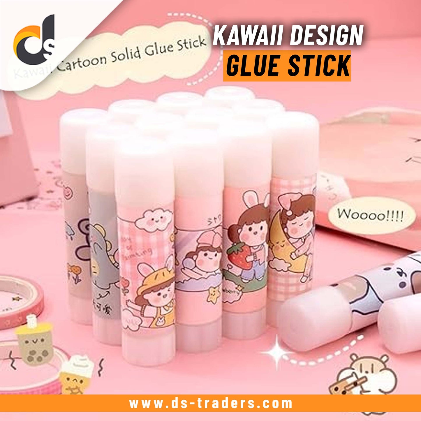 Pack Of 2 - Kawaii Design Super Strong Glue Stick