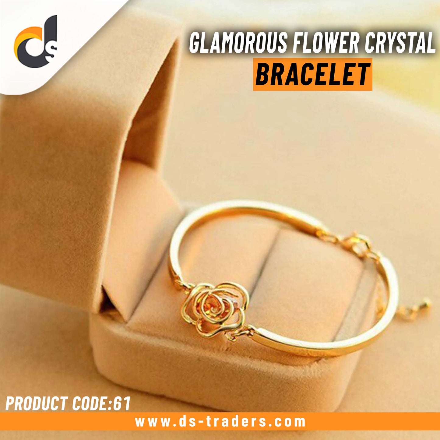 Glamorous Flower Crystal Bracelet