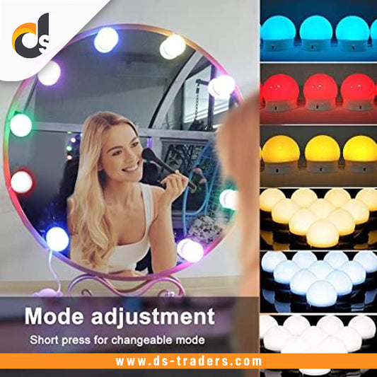 RGB - Colorful LED Mirror Lights Vanity  (10 Bulbs).