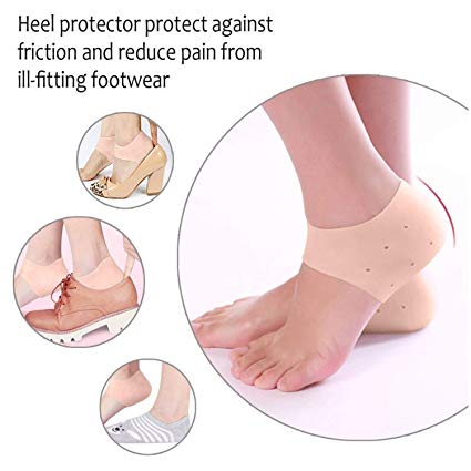 1 Pair Silicone Gel Heel Pad Socks for Pain Relief & Anti Crack Heel - DS Traders