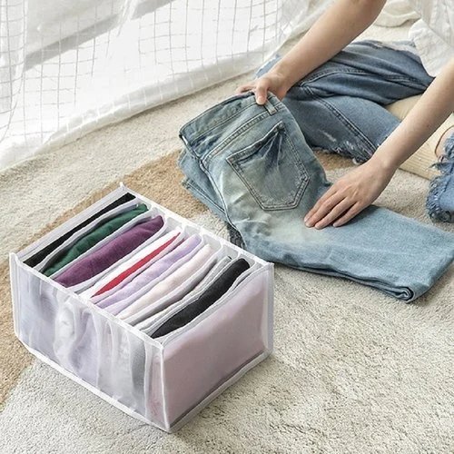 1pc Plastic Underwear Storage Box, Plastic Clear Multi-grid Sock