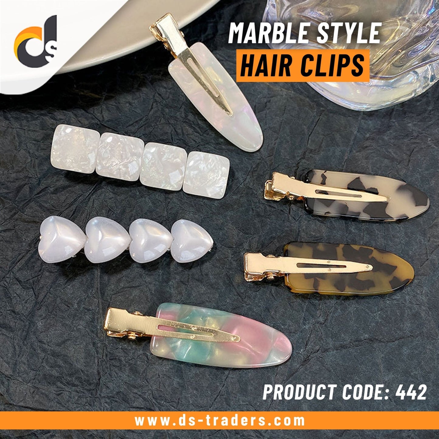 1pc Marble Style Hair Clip (random shape&colour) - DS Traders