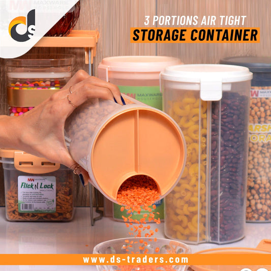 3 Portions Air Tight Storage Container for Multipurpose Use - DS Traders